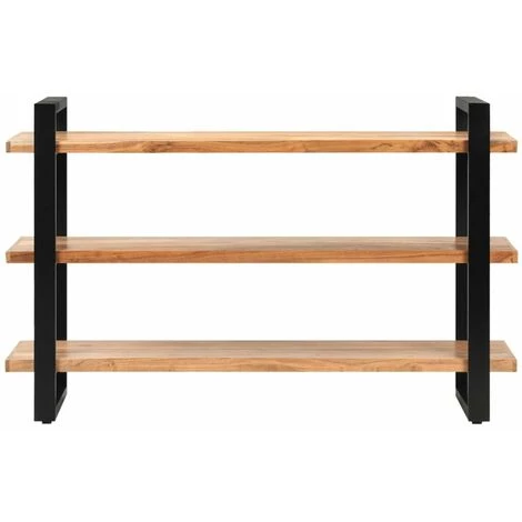 HAPPYSHOPPING Buffet Avec 3 Etageres 120x40x75 Cm Bois D'acacia Massif 2 HAPPYSHOPPING Buffet Avec 3 Etageres 120x40x75 Cm Bois D'acacia Massif – Image 2