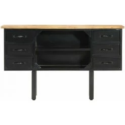 HAPPYSHOPPING Buffet 110x30x65 Cm Bois De Manguier Massif Brut Et Acier 7 HAPPYSHOPPING Buffet 110x30x65 Cm Bois De Manguier Massif Brut Et Acier -Buffet et enfilade Soldes 40609100 3