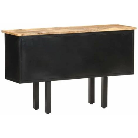 HAPPYSHOPPING Buffet 110x30x65 Cm Bois De Manguier Massif Brut Et Acier 4 HAPPYSHOPPING Buffet 110x30x65 Cm Bois De Manguier Massif Brut Et Acier – Image 4