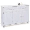 LES TENDANCES Buffet 3 Portes 3 Tiroirs Pin Massif Vernis Blanc Brito 130 Cm