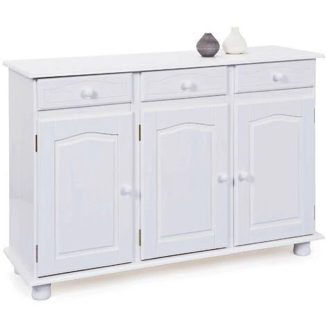 LES TENDANCES Buffet 3 Portes 3 Tiroirs Pin Massif Vernis Blanc Brito 130 Cm 1 LES TENDANCES Buffet 3 Portes 3 Tiroirs Pin Massif Vernis Blanc Brito 130 Cm
