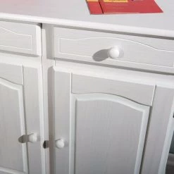 LES TENDANCES Buffet 3 Portes 3 Tiroirs Pin Massif Vernis Blanc Brito 130 Cm 9 LES TENDANCES Buffet 3 Portes 3 Tiroirs Pin Massif Vernis Blanc Brito 130 Cm -Buffet et enfilade Soldes 40640100 5