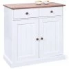 LES TENDANCES Commode 2 Portes Pin Massif Foncé Et Blanc Campanou 90 Cm