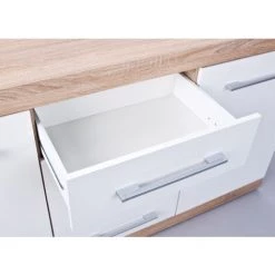 LES TENDANCES Buffet 2 Portes 4 Tiroirs Bois Chêne Clair Et Blanc Babou 155 Cm 8 LES TENDANCES Buffet 2 Portes 4 Tiroirs Bois Chêne Clair Et Blanc Babou 155 Cm -Buffet et enfilade Soldes 40641127 4