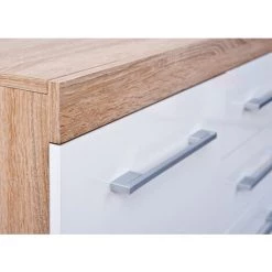 LES TENDANCES Buffet 2 Portes 4 Tiroirs Bois Chêne Clair Et Blanc Babou 155 Cm 9 LES TENDANCES Buffet 2 Portes 4 Tiroirs Bois Chêne Clair Et Blanc Babou 155 Cm -Buffet et enfilade Soldes 40641127 5