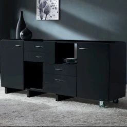 LES TENDANCES Commode Noire Extensible Kingsize