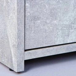 LES TENDANCES Commode 3 Portes 2 Tiroirs Mélaminé Blanc Et Effet Béton Flav -Buffet et enfilade Soldes 40643814 4