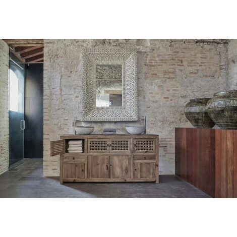 LES TENDANCES Buffet Rustique Pin Massif Naturel Vieilli Arjun 190 Cm 4 LES TENDANCES Buffet Rustique Pin Massif Naturel Vieilli Arjun 190 Cm – Image 4