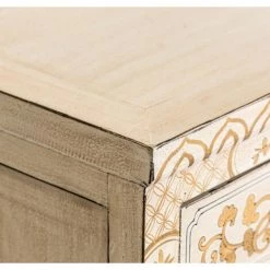 LES TENDANCES Buffet Oriental 4 Portes 3 Tiroirs Orme Massif Blanc Et Doré Muy -Buffet et enfilade Soldes 40647516 4