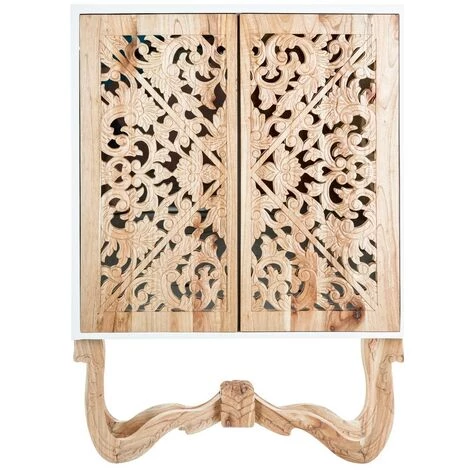 LES TENDANCES Bahut Oriental 2 Portes Mindi Massif Clair Et Bois Blanc Mellie 2 LES TENDANCES Bahut Oriental 2 Portes Mindi Massif Clair Et Bois Blanc Mellie – Image 2