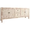 LES TENDANCES Buffet 4 Portes 2 Tiroirs Pin Massif Recyclé Blanc Décapé Maggi