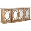 LES TENDANCES Buffet 4 Portes Pin Massif Recyclé Clair Vieilli Et Miroir Nigel