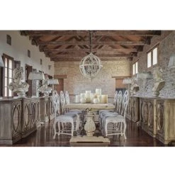 LES TENDANCES Buffet 4 Portes Pin Massif Recyclé Clair Vieilli Et Miroir Nigel -Buffet et enfilade Soldes 40647954 4