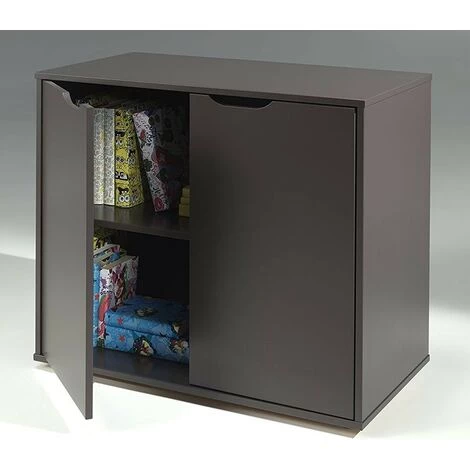 LES TENDANCES Commode 2 Portes Pin Massif Taupe Pino 2 LES TENDANCES Commode 2 Portes Pin Massif Taupe Pino – Image 2