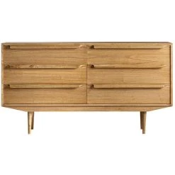 LES TENDANCES Commode 6 Tiroirs Bois Massif De Mindi Nyry 150 Cm