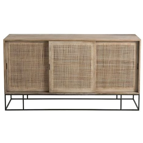 LES TENDANCES Buffet 3 Portes Manguier Massif Clair Aznah L 160.5 Cm 2 LES TENDANCES Buffet 3 Portes Manguier Massif Clair Aznah L 160.5 Cm – Image 2