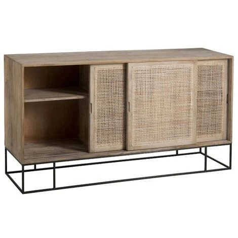 LES TENDANCES Buffet 3 Portes Manguier Massif Clair Aznah L 160.5 Cm 3 LES TENDANCES Buffet 3 Portes Manguier Massif Clair Aznah L 160.5 Cm – Image 3