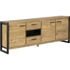 LES TENDANCES Buffet 3 Portes 2 Tiroirs Bois Massif Acacia Et Pieds Acier Noir Zayane 192 Cm 8 LES TENDANCES Buffet 3 Portes 2 Tiroirs Bois Massif Acacia Et Pieds Acier Noir Zayane 192 Cm -Buffet et enfilade Soldes 40653725 4