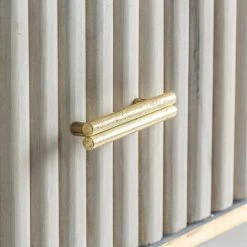 LES TENDANCES Bahut 2 Portes 2 Tiroirs Manguier Foncé Et Métal Doré Leann -Buffet et enfilade Soldes 40659505 4