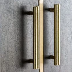 LES TENDANCES Bahut 2 Portes 2 Tiroirs Manguier Foncé Et Métal Doré Leann -Buffet et enfilade Soldes 40659505 5