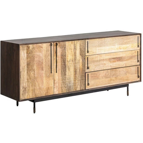 LES TENDANCES Buffet 2 Portes 3 Tiroirs Manguier Massif Clair Et Foncé Tyro 1 LES TENDANCES Buffet 2 Portes 3 Tiroirs Manguier Massif Clair Et Foncé Tyro