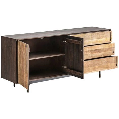 LES TENDANCES Buffet 2 Portes 3 Tiroirs Manguier Massif Clair Et Foncé Tyro 3 LES TENDANCES Buffet 2 Portes 3 Tiroirs Manguier Massif Clair Et Foncé Tyro – Image 3