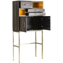 LES TENDANCES Bahut 2 Portes 3 Tiroirs Manguier Gris Et Métal Doré Leann 7 LES TENDANCES Bahut 2 Portes 3 Tiroirs Manguier Gris Et Métal Doré Leann -Buffet et enfilade Soldes 40660479 3