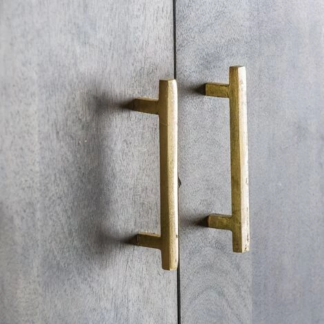 LES TENDANCES Bahut 2 Portes 3 Tiroirs Manguier Gris Et Métal Doré Leann 5 LES TENDANCES Bahut 2 Portes 3 Tiroirs Manguier Gris Et Métal Doré Leann – Image 5