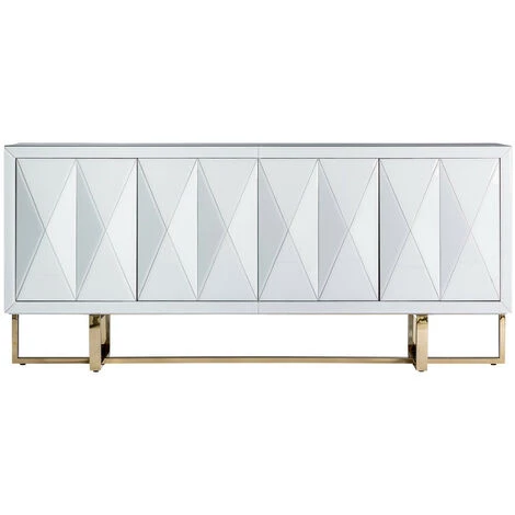 LES TENDANCES Buffet Design 4 Portes Verre Blanc Et Acier Doré Kize 180 Cm 1 LES TENDANCES Buffet Design 4 Portes Verre Blanc Et Acier Doré Kize 180 Cm