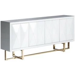 LES TENDANCES Buffet Design 4 Portes Verre Blanc Et Acier Doré Kize 180 Cm 7 LES TENDANCES Buffet Design 4 Portes Verre Blanc Et Acier Doré Kize 180 Cm -Buffet et enfilade Soldes 40688679 3