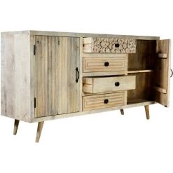 LES TENDANCES Buffet 2 Portes 4 Tiroirs Acacia Massif Clair Corelia -Buffet et enfilade Soldes 40689894 3