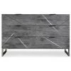 LES TENDANCES Buffet 6 Tiroirs Acacia Massif Et Métal Gris Toupma