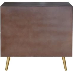 LES TENDANCES Commode 2 Portes Bois Foncé Et Métal Doré Beeba -Buffet et enfilade Soldes 40692812 3