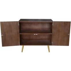 LES TENDANCES Commode 2 Portes Bois Foncé Et Métal Doré Beeba -Buffet et enfilade Soldes 40692812 5