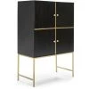 LES TENDANCES Bahut 4 Portes Bois Noir Et Pieds Métal Doré