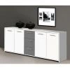 LES TENDANCES FINLANDEK Buffet Bas PILVI Contemporain Blanc Et Gris Mat - L 179 Cm