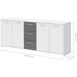 LES TENDANCES FINLANDEK Buffet Bas PILVI Contemporain Blanc Et Gris Mat - L 179 Cm 8 LES TENDANCES FINLANDEK Buffet Bas PILVI Contemporain Blanc Et Gris Mat - L 179 Cm -Buffet et enfilade Soldes 40701980 4