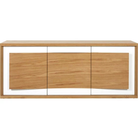 LES TENDANCES Buffet 3 Portes Bois Chêne Clair Et Laqué Blanc Yaga 210 Cm 1 LES TENDANCES Buffet 3 Portes Bois Chêne Clair Et Laqué Blanc Yaga 210 Cm