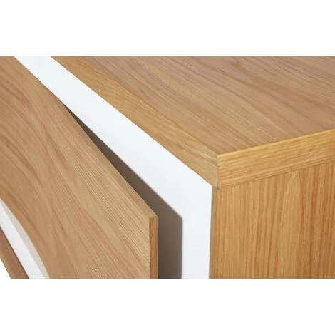 LES TENDANCES Buffet 3 Portes Bois Chêne Clair Et Laqué Blanc Yaga 210 Cm 4 LES TENDANCES Buffet 3 Portes Bois Chêne Clair Et Laqué Blanc Yaga 210 Cm – Image 4