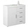 LES TENDANCES Commode 1 Porte 4 Tiroirs Blanc Brillant Berco 94 Cm