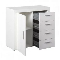 LES TENDANCES Commode 1 Porte 4 Tiroirs Blanc Brillant Berco 94 Cm 8 LES TENDANCES Commode 1 Porte 4 Tiroirs Blanc Brillant Berco 94 Cm -Buffet et enfilade Soldes 40706421 4