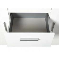 LES TENDANCES Commode 2 Porte 4 Tiroirs Blanc Brillant Berco 134 Cm -Buffet et enfilade Soldes 40706841 5