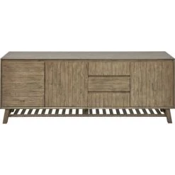 LES TENDANCES Buffet 3 Portes 3 Tiroirs Acacia Massif Foncé Noelie