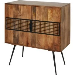 LES TENDANCES Commode 2 Portes Manguier Massif Foncé Et Pieds Métal Noir Vintal -Buffet et enfilade Soldes 40714175 3