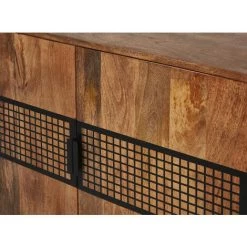 LES TENDANCES Commode 2 Portes Manguier Massif Foncé Et Pieds Métal Noir Vintal -Buffet et enfilade Soldes 40714175 4
