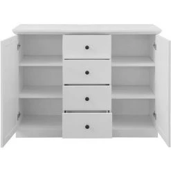 LES TENDANCES Commode 2 Portes 4 Tiroirs Blanc Mat Valex -Buffet et enfilade Soldes 40720882 3