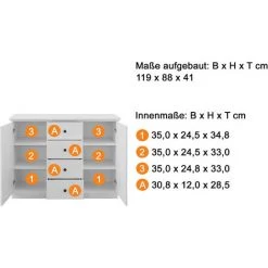 LES TENDANCES Commode 2 Portes 4 Tiroirs Blanc Mat Valex -Buffet et enfilade Soldes 40720882 4