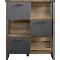 LES TENDANCES Rangement Vintage Vieux Bois Usé Et Gris Avec Rivets