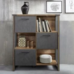 LES TENDANCES Rangement Vintage Vieux Bois Usé Et Gris Avec Rivets 7 LES TENDANCES Rangement Vintage Vieux Bois Usé Et Gris Avec Rivets -Buffet et enfilade Soldes 40721845 3