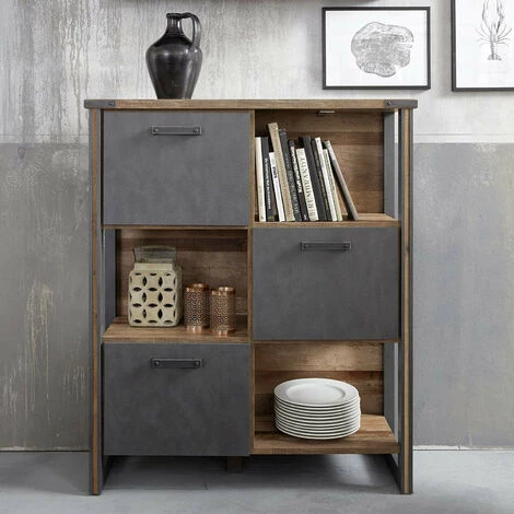 LES TENDANCES Rangement Vintage Vieux Bois Usé Et Gris Avec Rivets 3 LES TENDANCES Rangement Vintage Vieux Bois Usé Et Gris Avec Rivets – Image 3